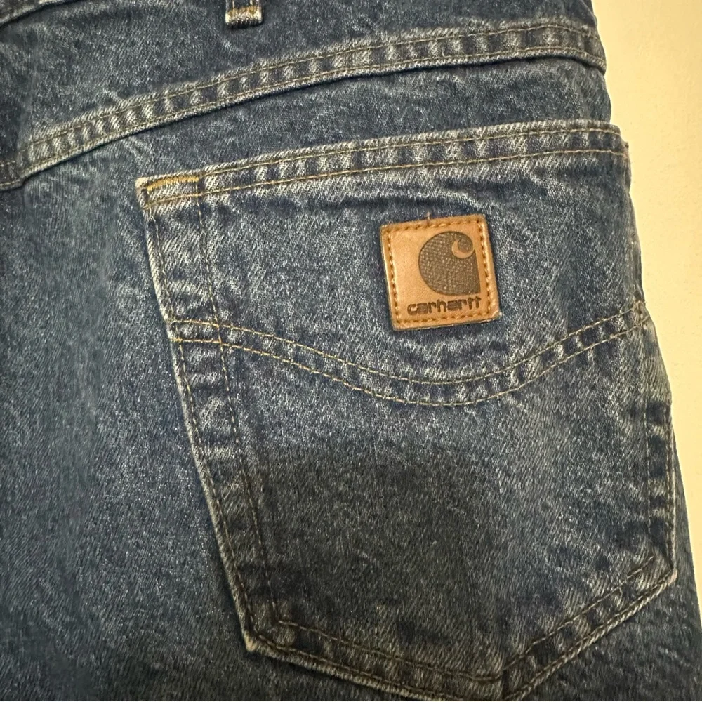 Carhartt‎ Flannel Lined Blue Jeans Mens 38x30 Regular Fit Blue Plaid Lining
